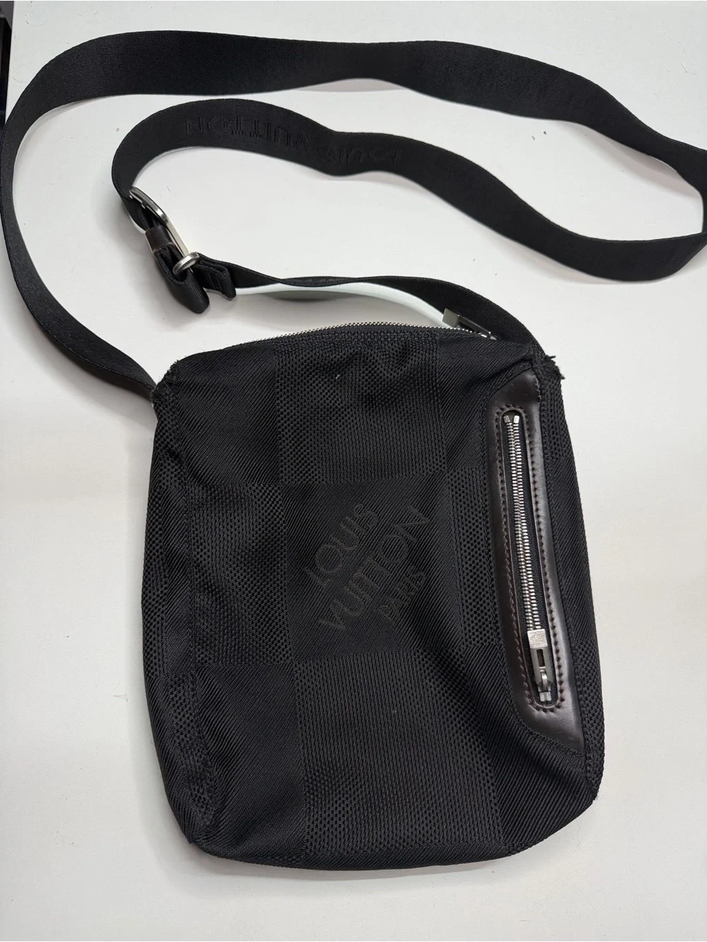 Louis Vuitton Black Mesh Messenger Crossbody Bag